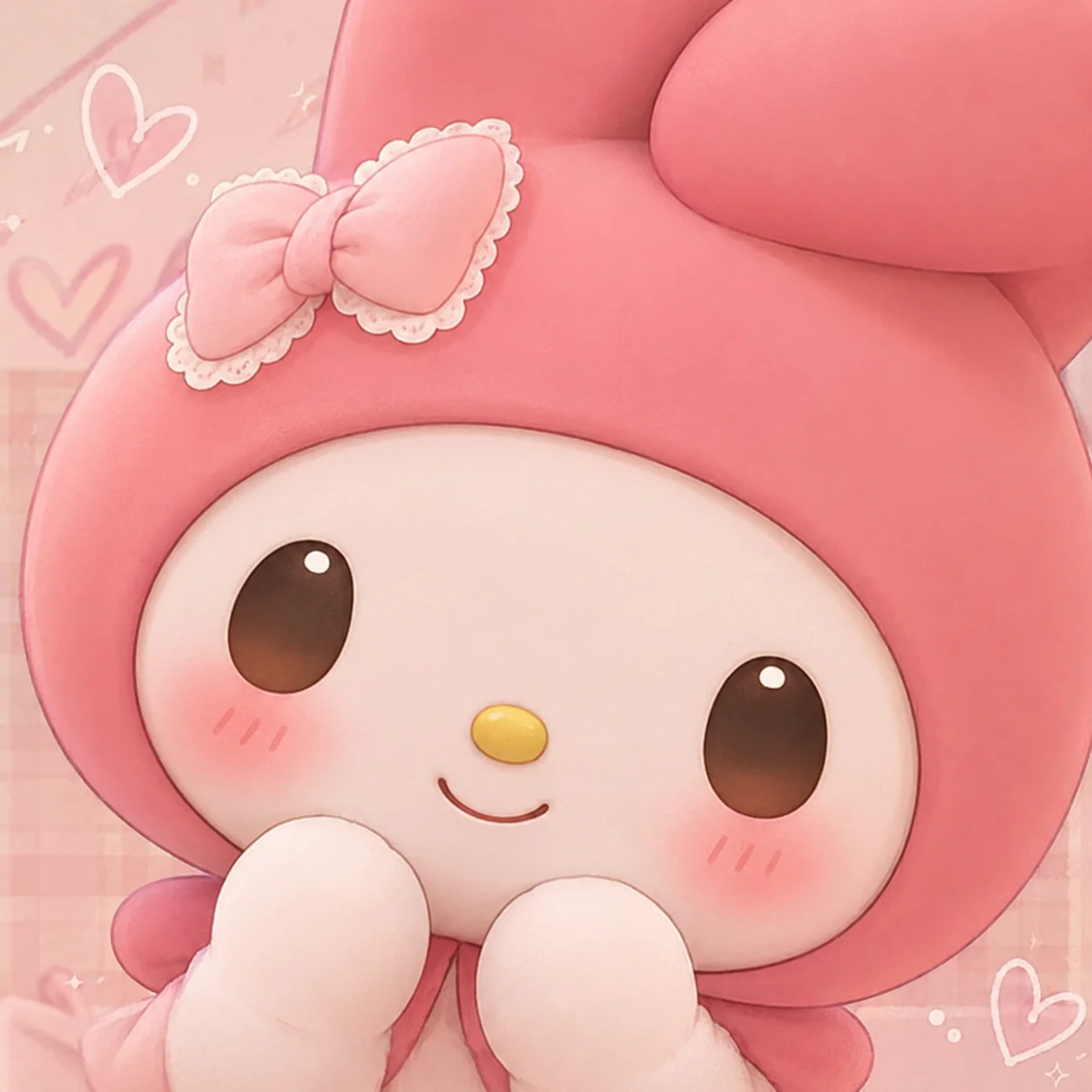 Cute My Melody aesthetic PFP close-up with rosy cheeks and soft blush