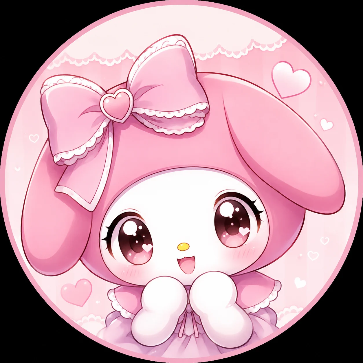 My Melody cute anime PFP with big eyes and soft pink shading