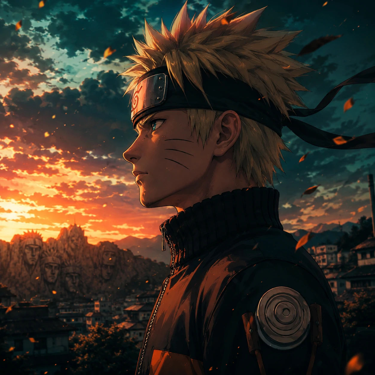 Aesthetic 4K side profile Naruto PFP with cinematic teal orange grading