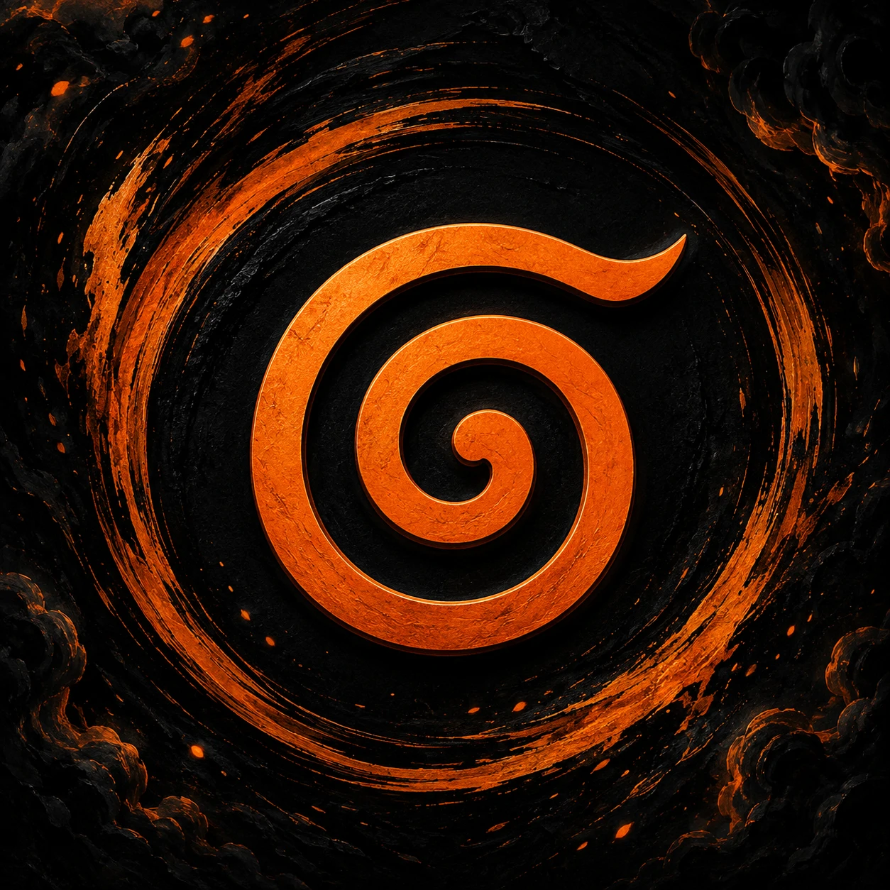 Naruto PFP for Discord with Uzumaki orange swirl badge on black