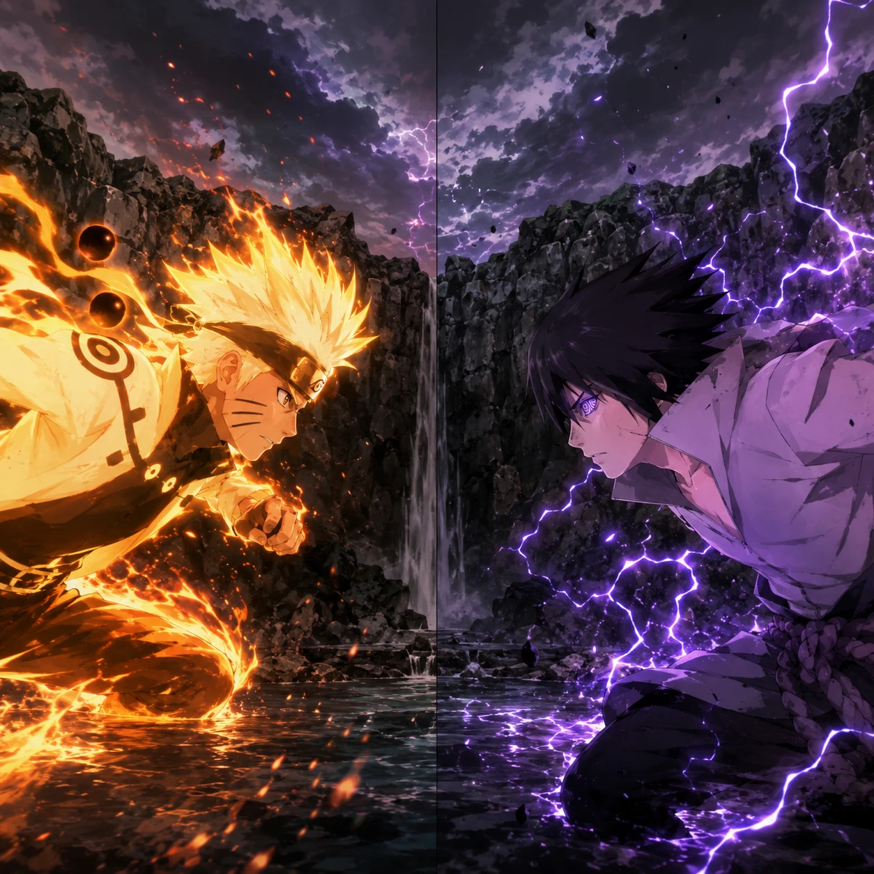 Naruto vs Sasuke matching PFP inspired by the Valley of the End final battle