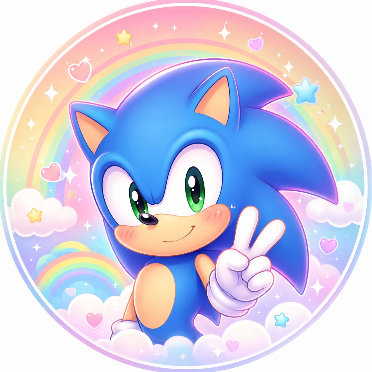 Pastel cute Sonic profile picture with rainbow gradient.