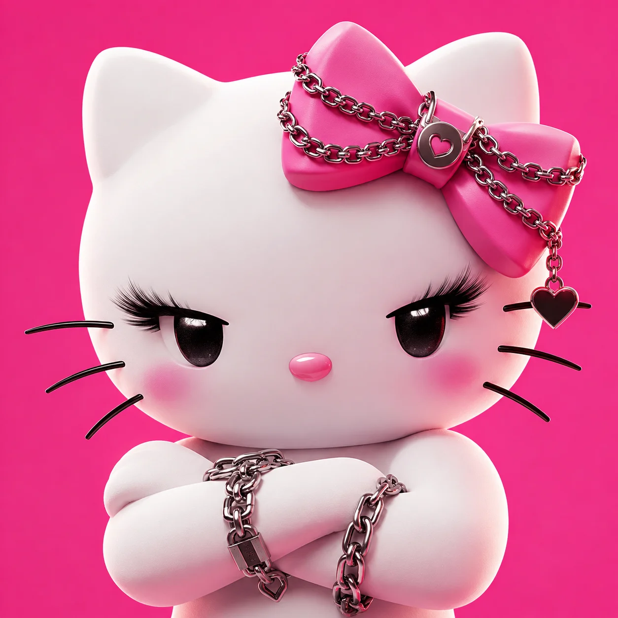 Chain accessory pink baddie hello kitty pfp for streetwear aesthetic profile picture