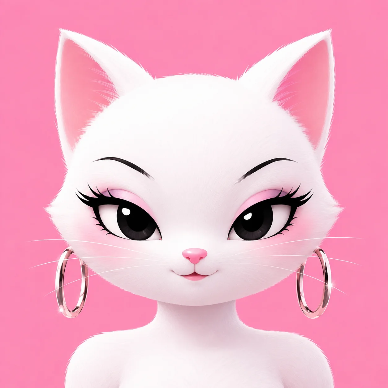Pink baddie hello kitty pfp with hoop earrings for cool confident profile picture