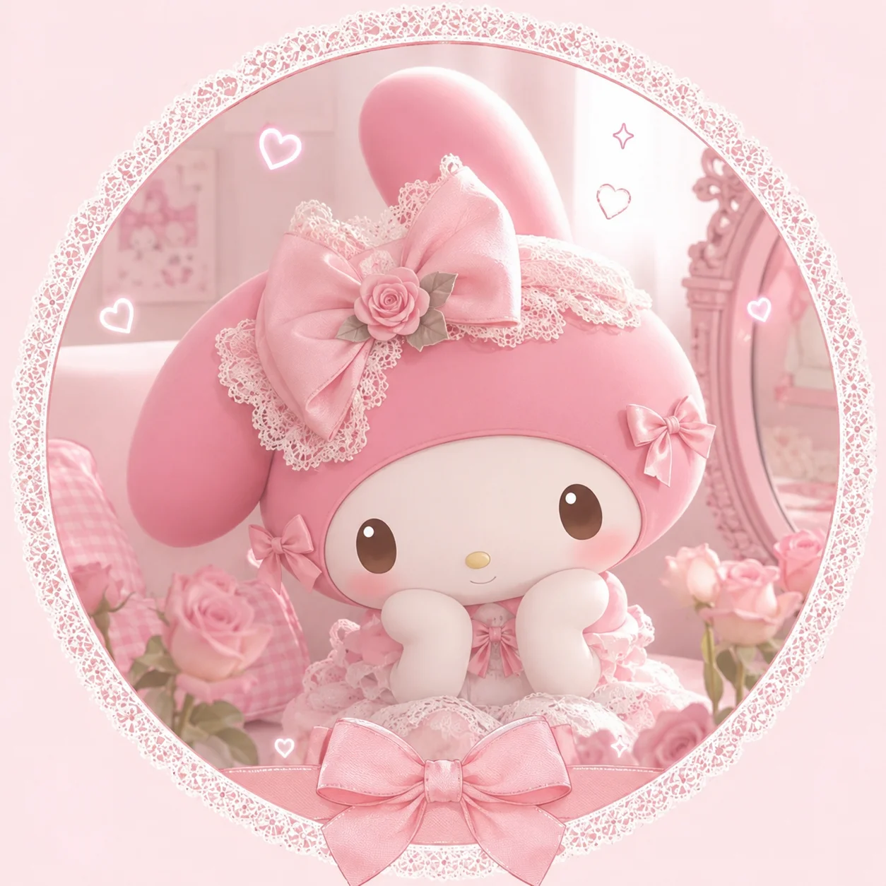 Pinterest My Melody profile picture with coquette pink details and soft framing