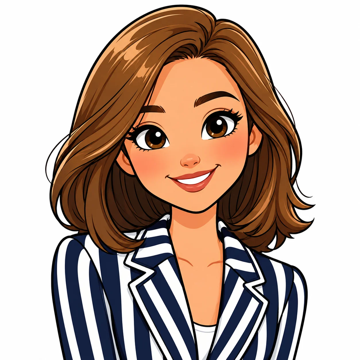 Cartoon preppy pfp with striped blazer and playful smile for social media avatar use