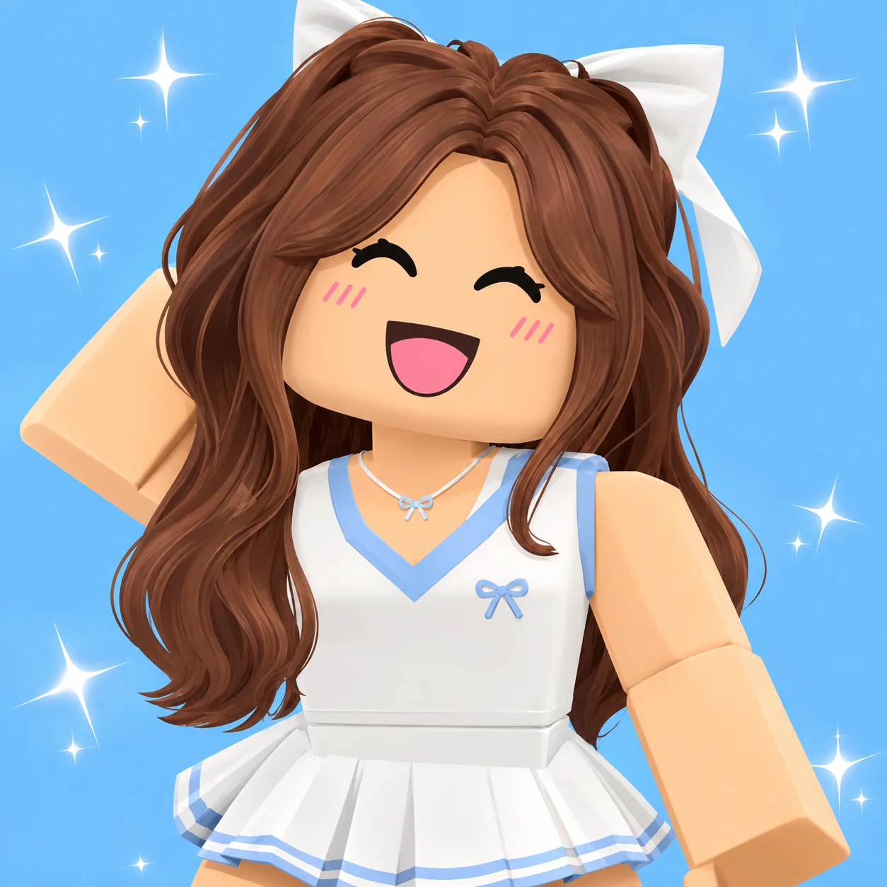 Roblox preppy pfp with tennis skirt and sparkle edit for bright gaming and social profile use