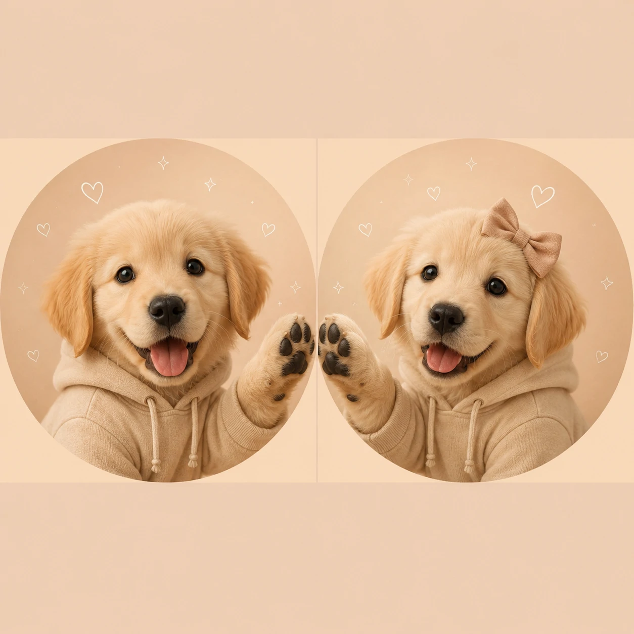 Puppy pair matching PFP with symmetric composition