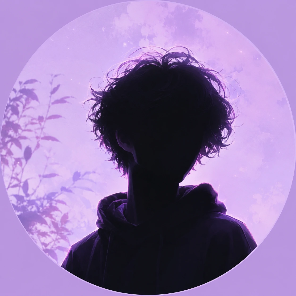 Lavender silhouette portrait for a soft purple unknown pfp.