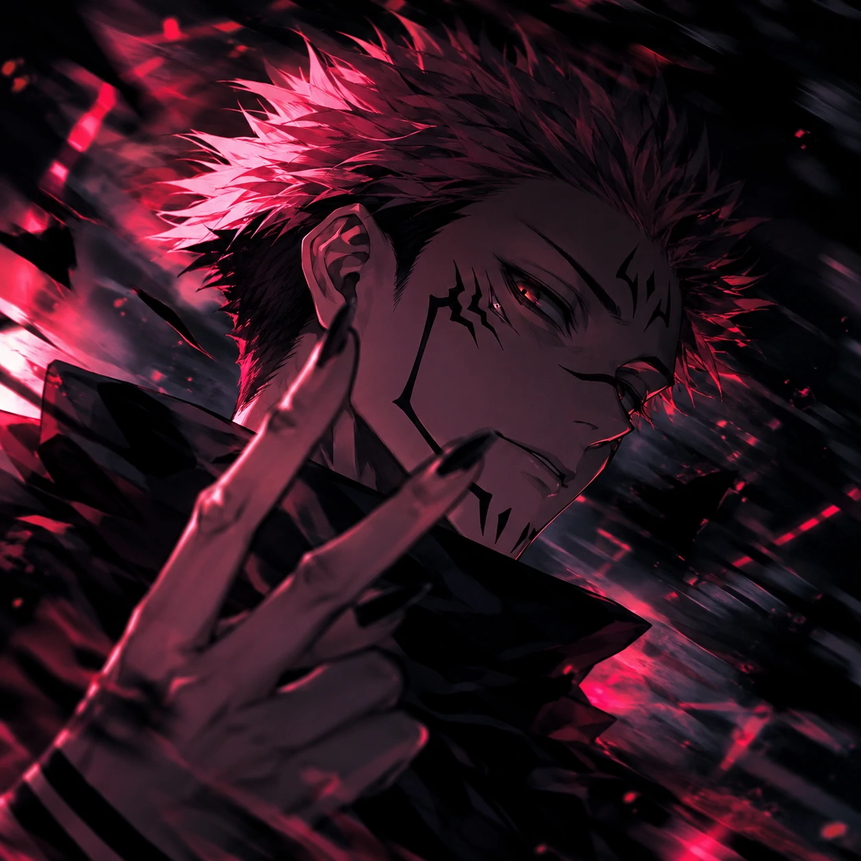 Cool anime edit of Ryomen Sukuna with stylish colour grading and motion blur feel.