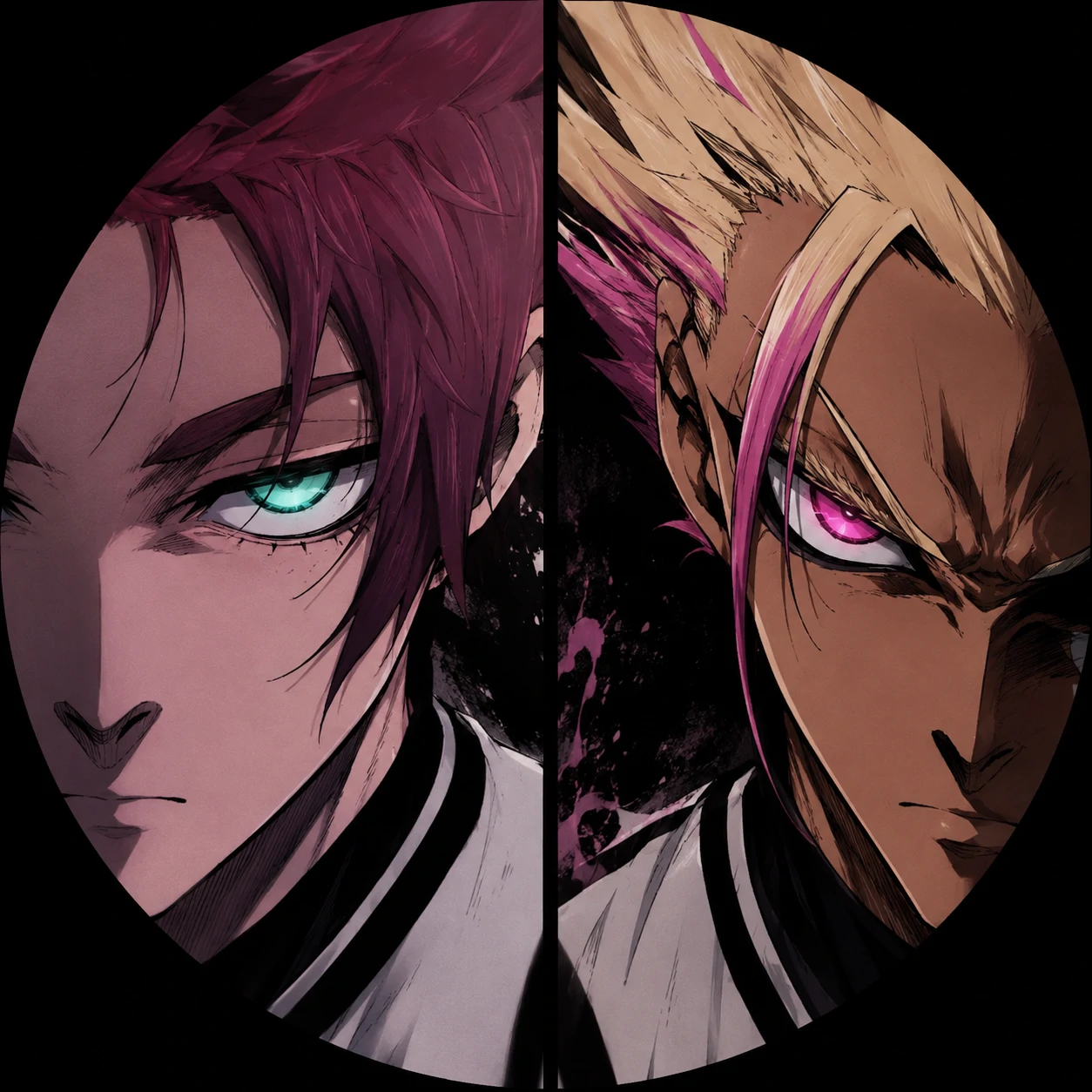 Sae x Shidou matching PFP with both characters glaring in close-up