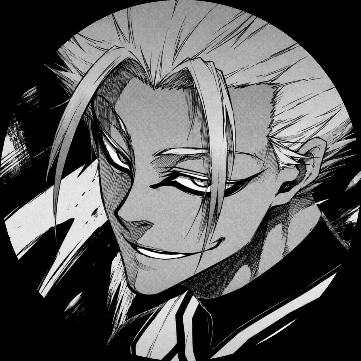 Monochrome Shidou smirking in a stylish anime profile picture