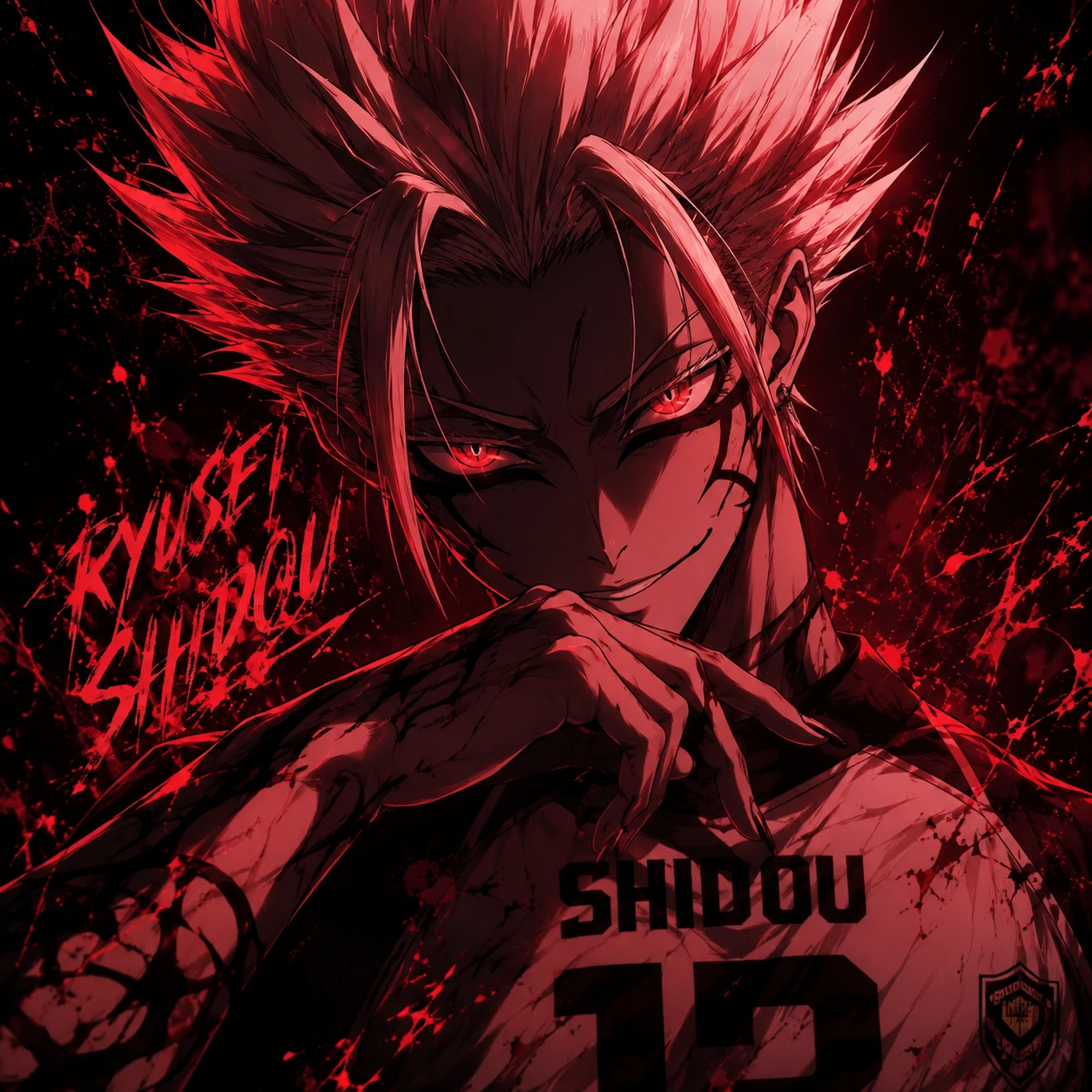 Dark red Ryusei Shidou 4K profile picture with dramatic contrast