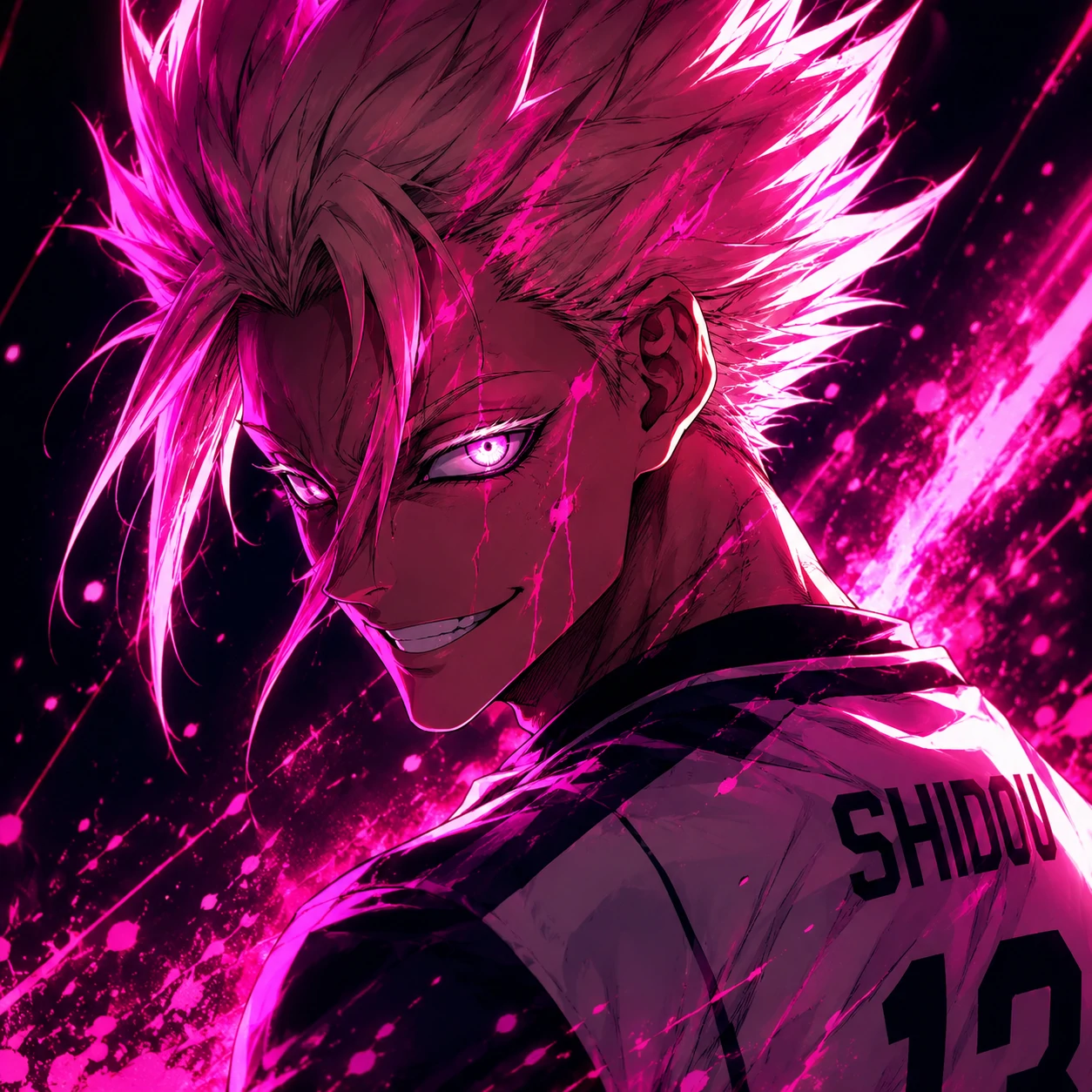 High-resolution Shidou anime edit with neon lighting in a 4K PFP