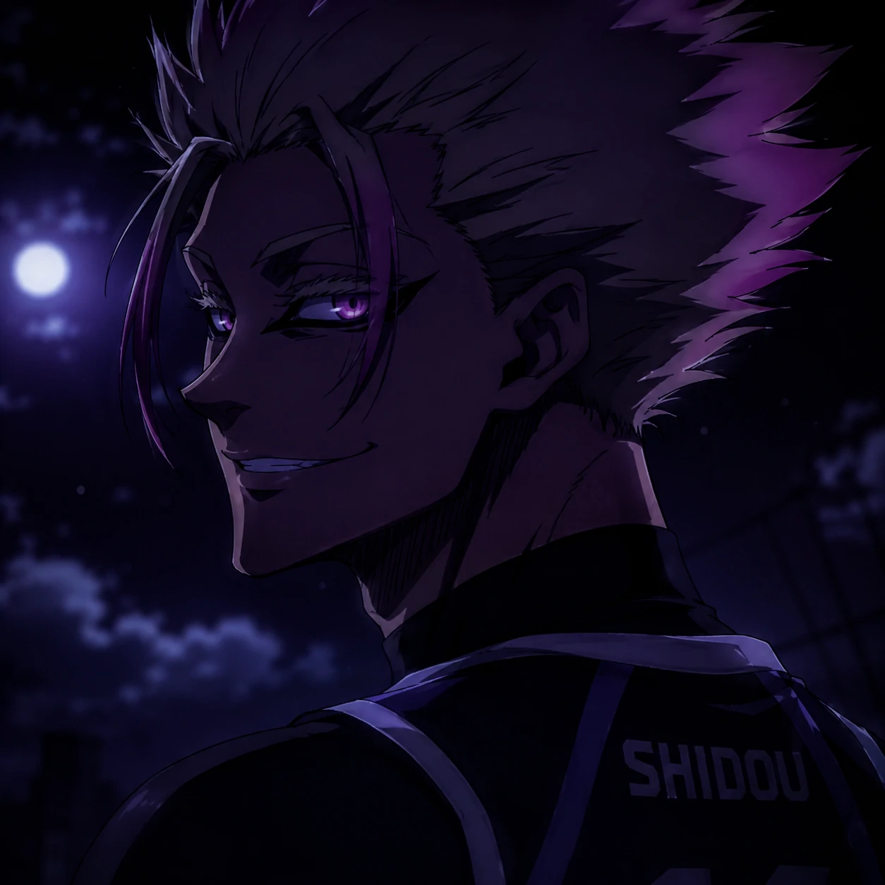 Night-filter Shidou anime icon with dark aesthetic lighting