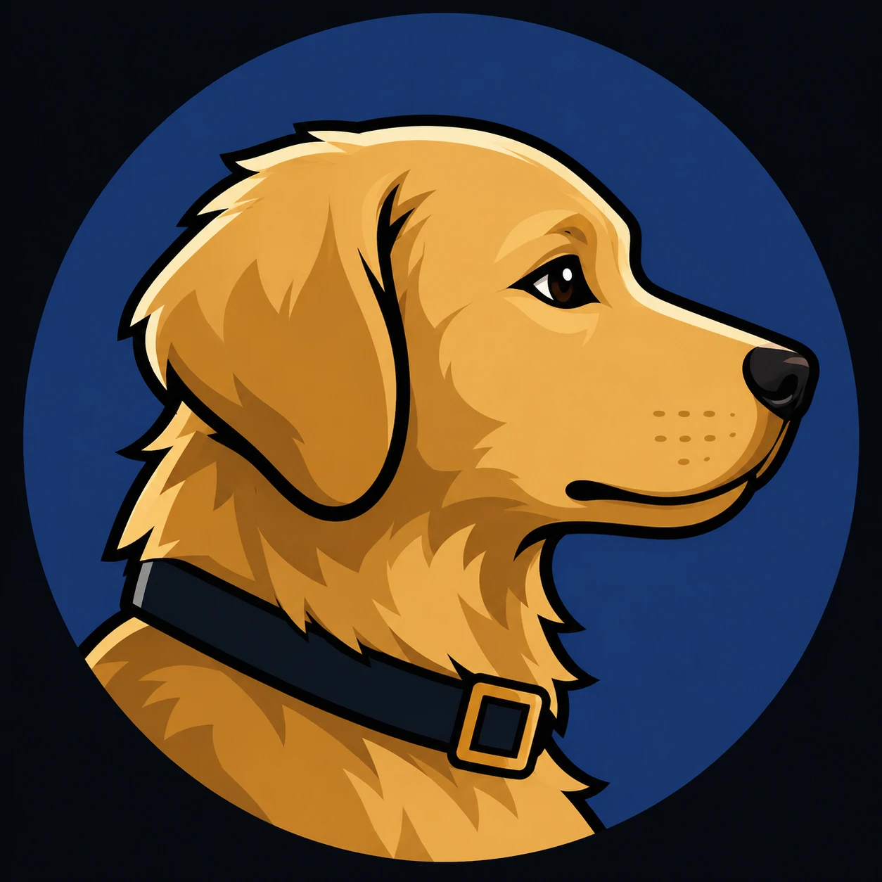 Side profile dog avatar with bold silhouette for Discord navigation