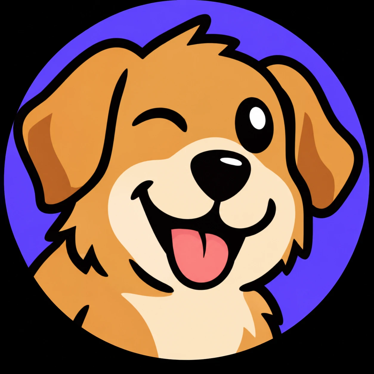 Small circle Discord dog icon with simplified expression