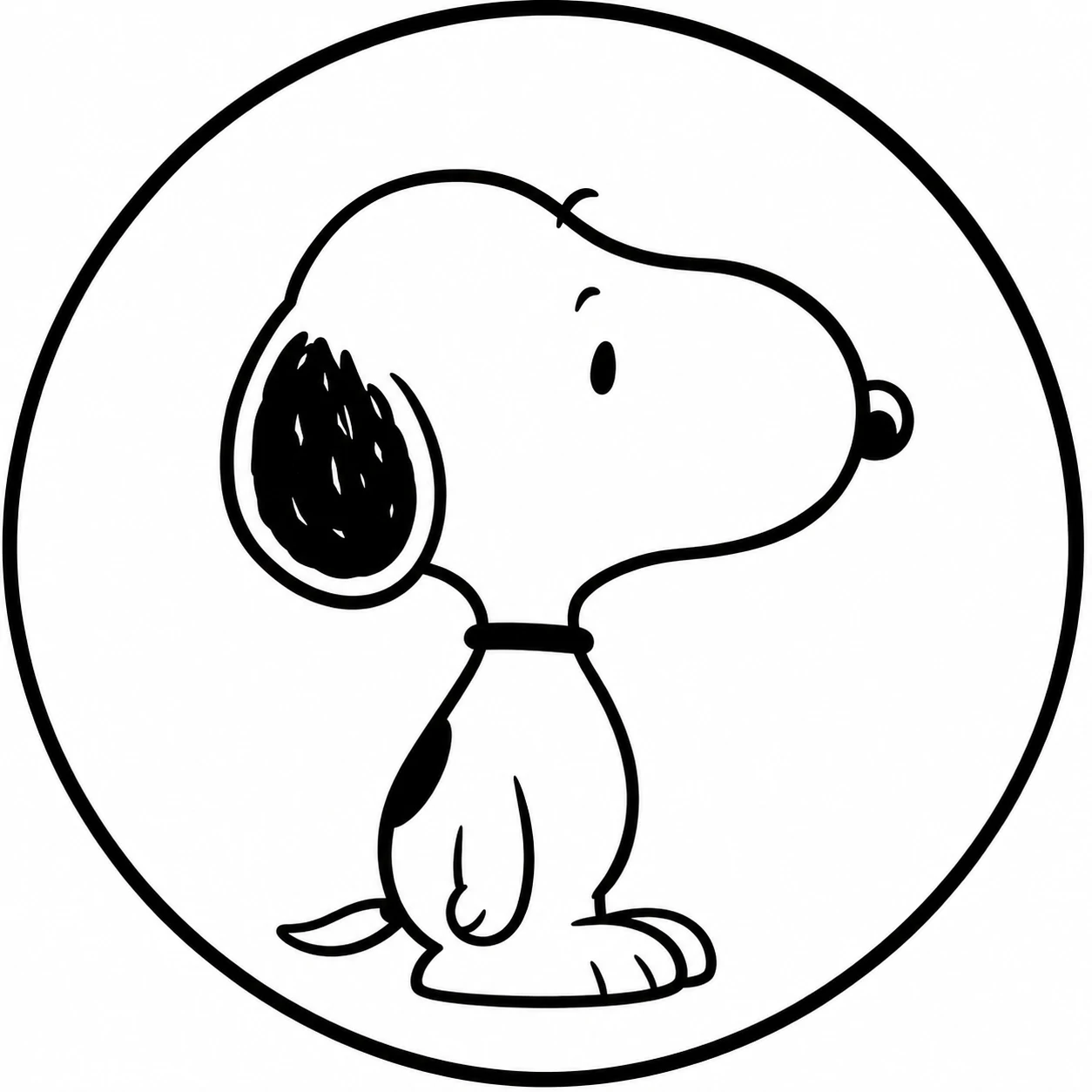 Side-profile Snoopy in a minimal black and white profile picture