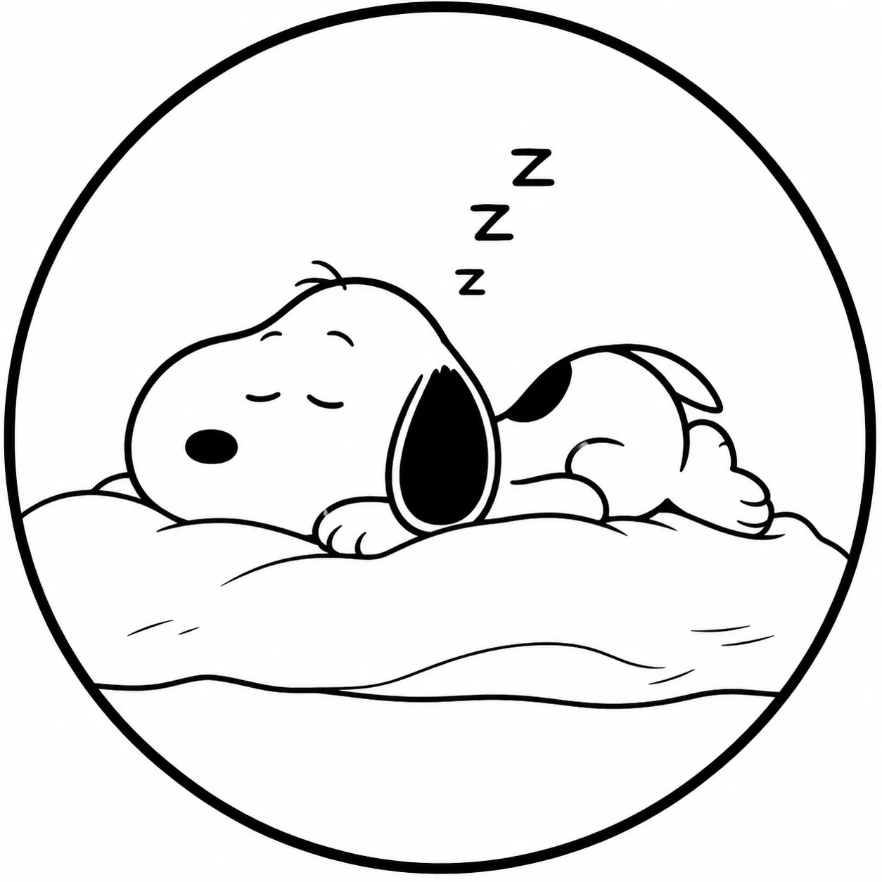 Sleeping Snoopy in a black and white profile picture