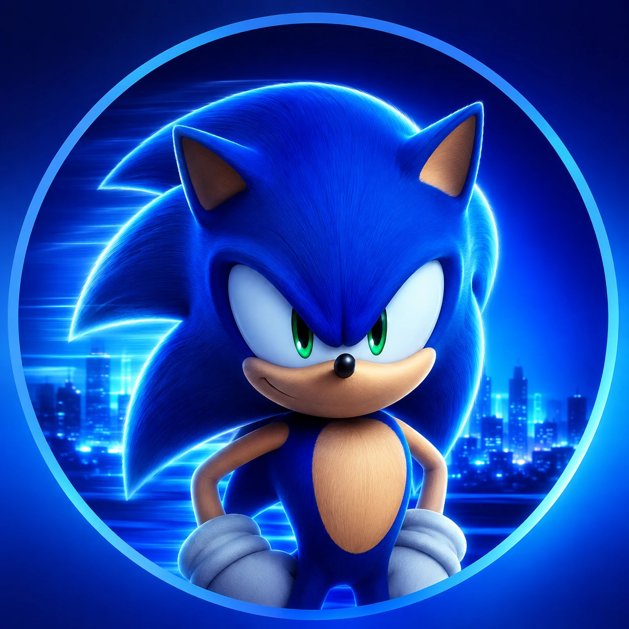 Sonic the Hedgehog aesthetic profile picture with a blue gradient background.