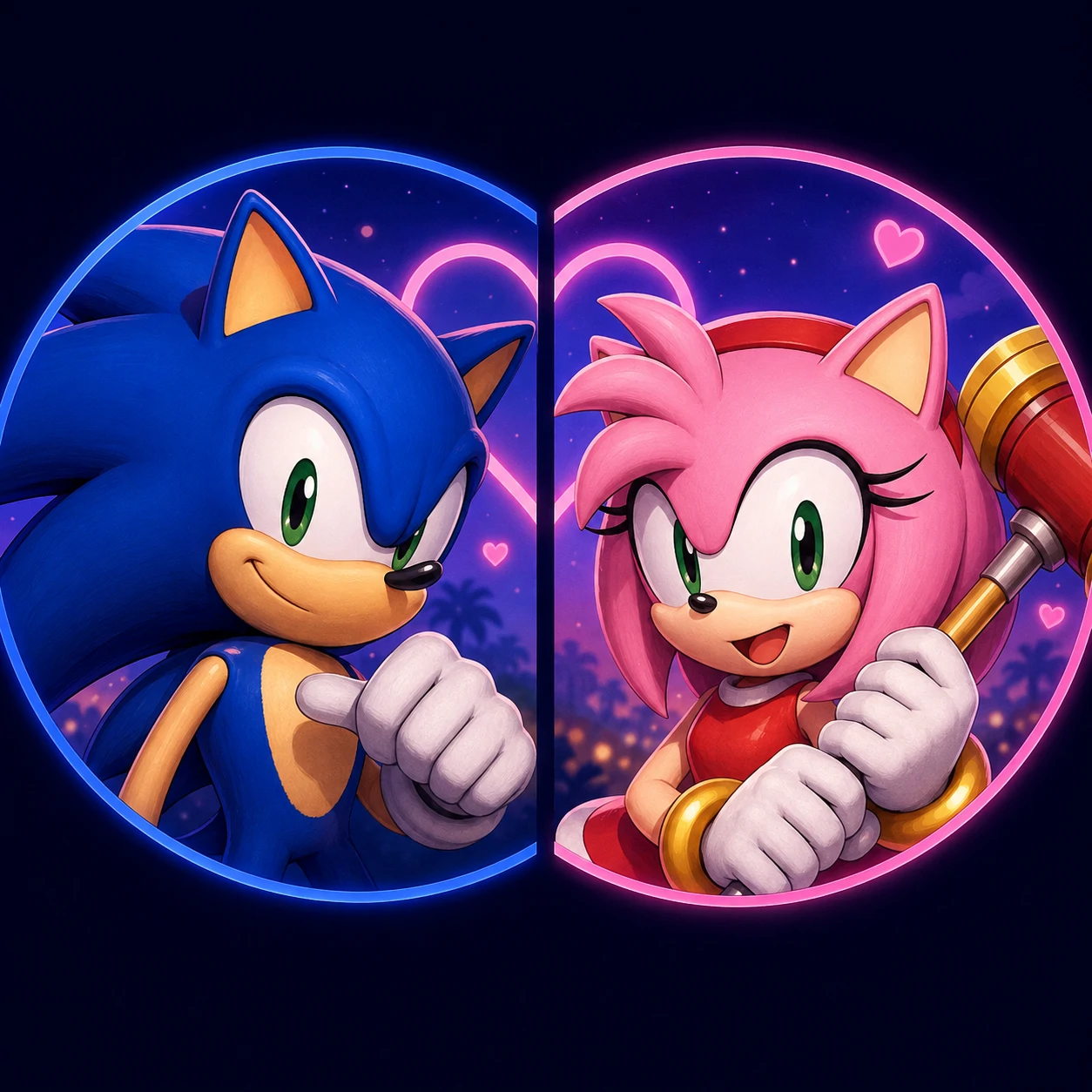 Sonic and Amy matching PFP icon set for couples.