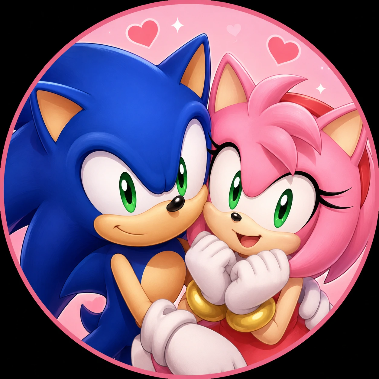 Cute pair style Sonic and Amy Rose PFP icon.