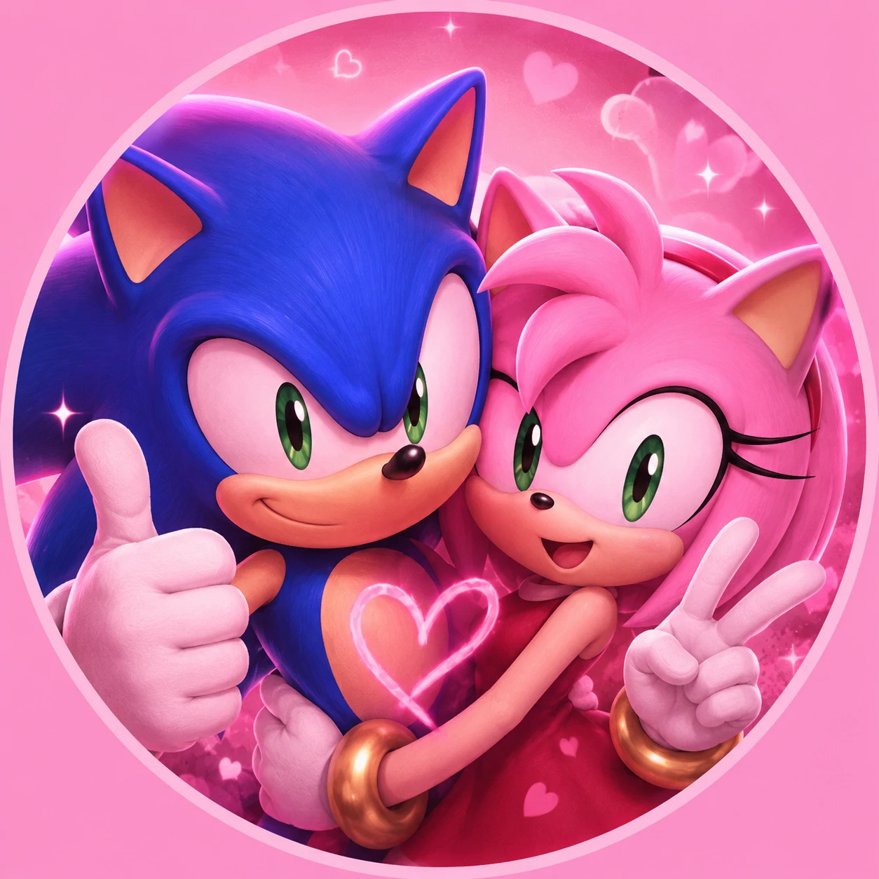 Pink-toned Sonic and Amy Rose pair PFP icon.