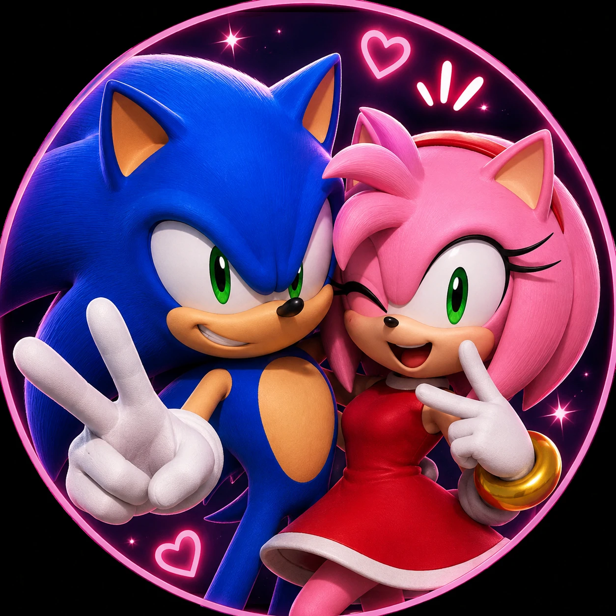 Sonic and Amy Rose together pose PFP icon.