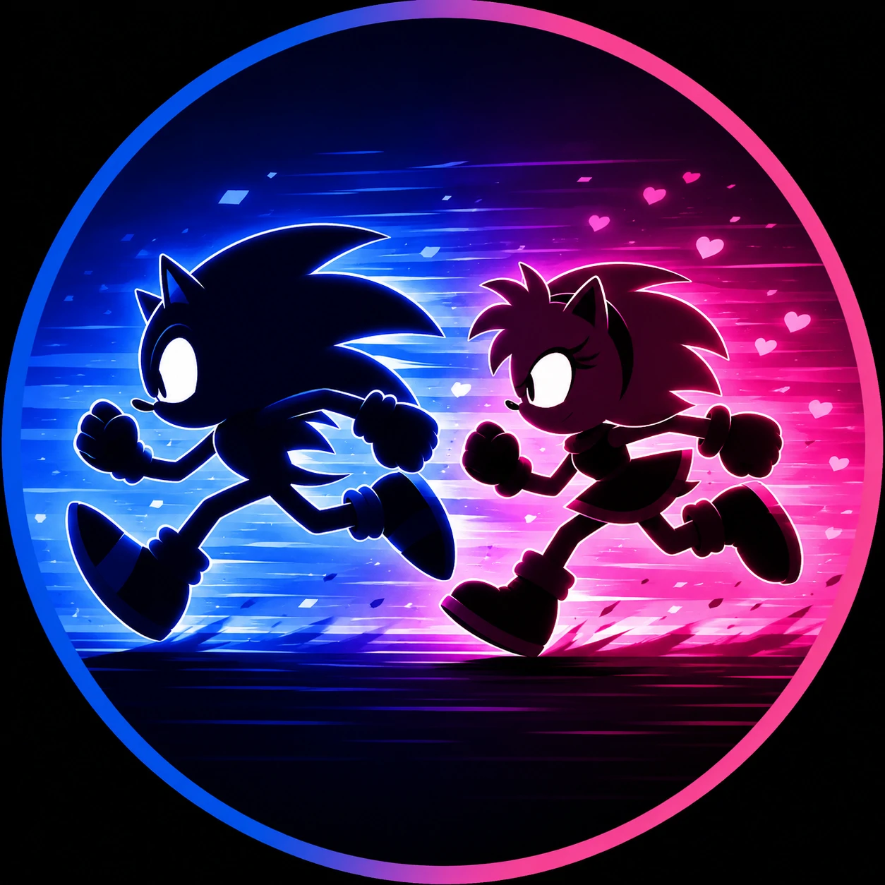 Running Sonic and Amy Rose silhouette PFP icon.