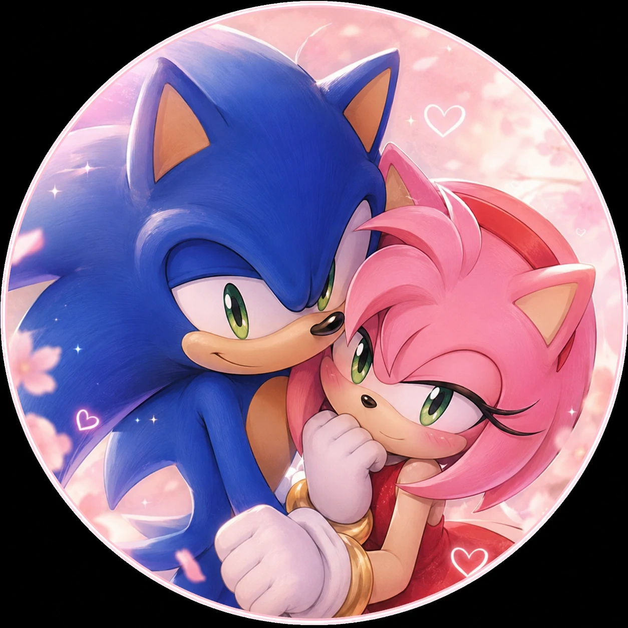 Soft style Sonic and Amy Rose pair PFP icon.