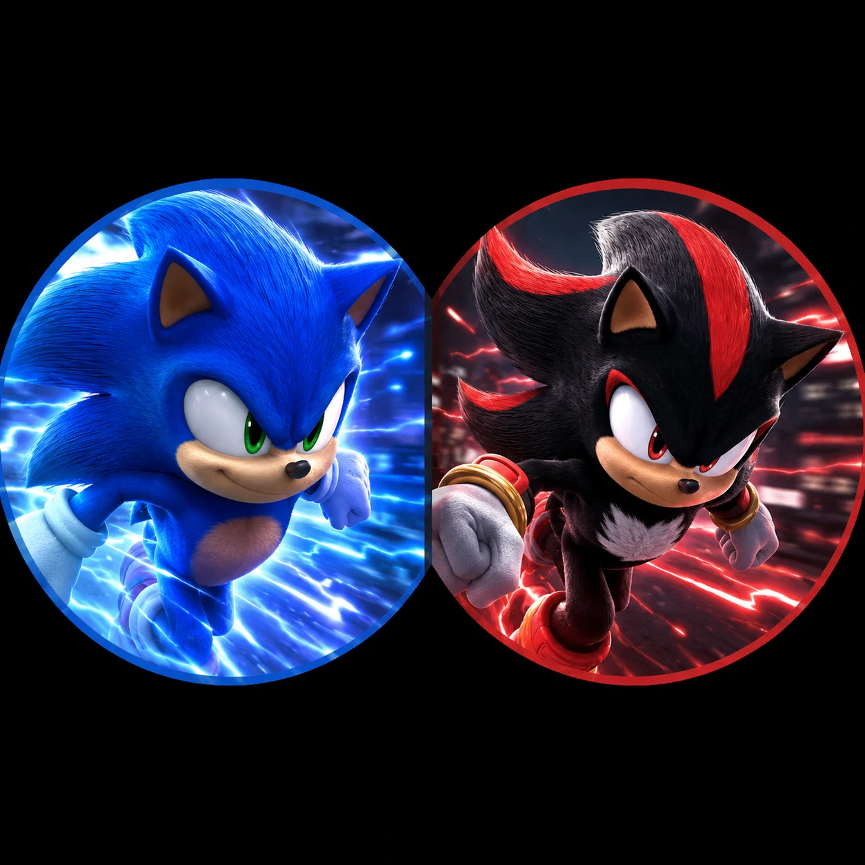 Sonic and Shadow matching couple PFP icons.
