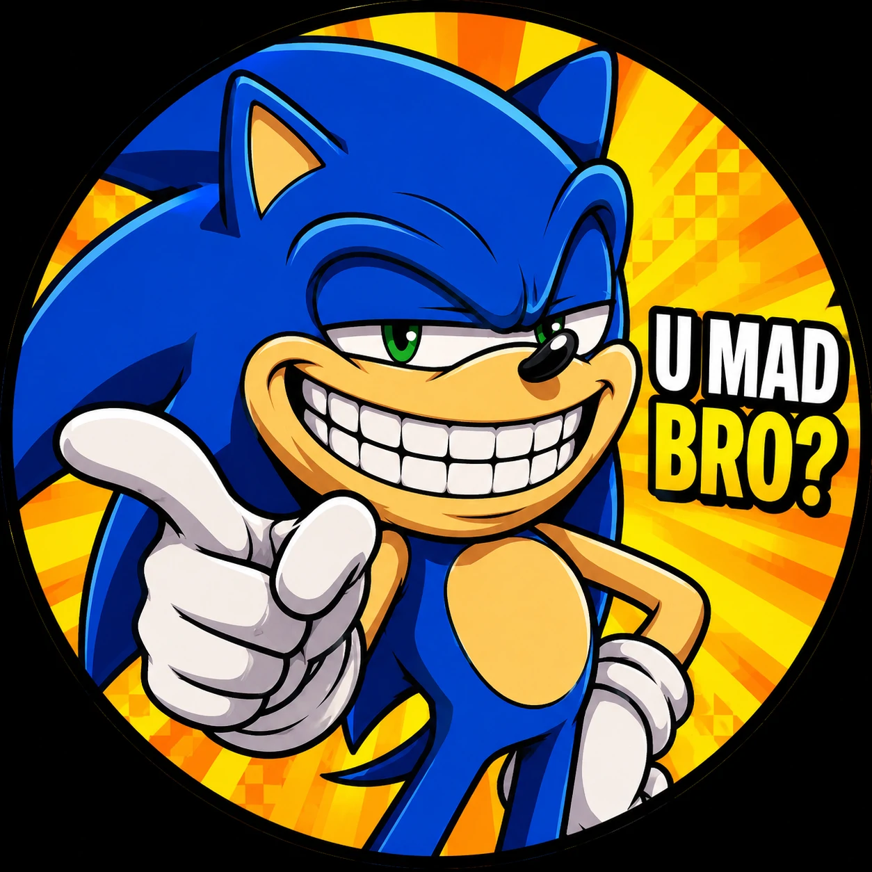 Trolling Sonic meme icon for joke profile pictures.
