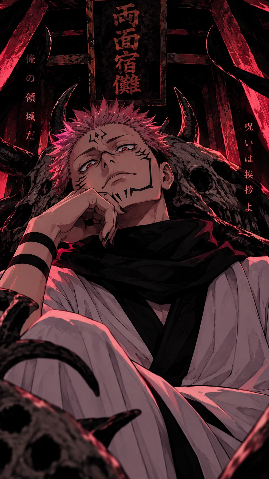 Vertical 4K Sukuna PFP designed for phone-sized avatars.