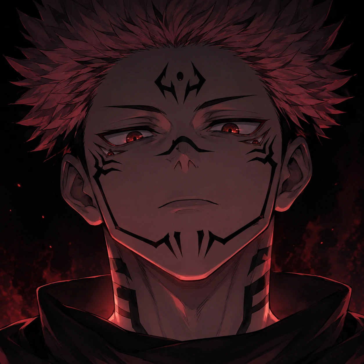Sukuna boy profile picture focused on his facial curse markings.