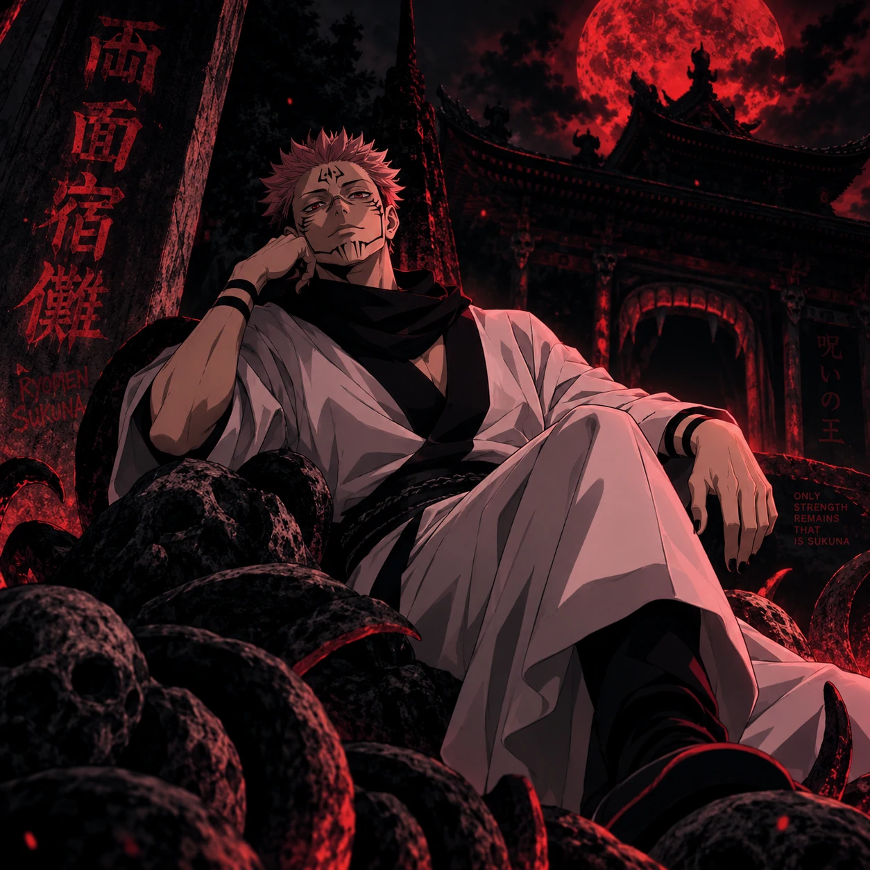Desktop-friendly 4K Sukuna PFP with wide cinematic framing.
