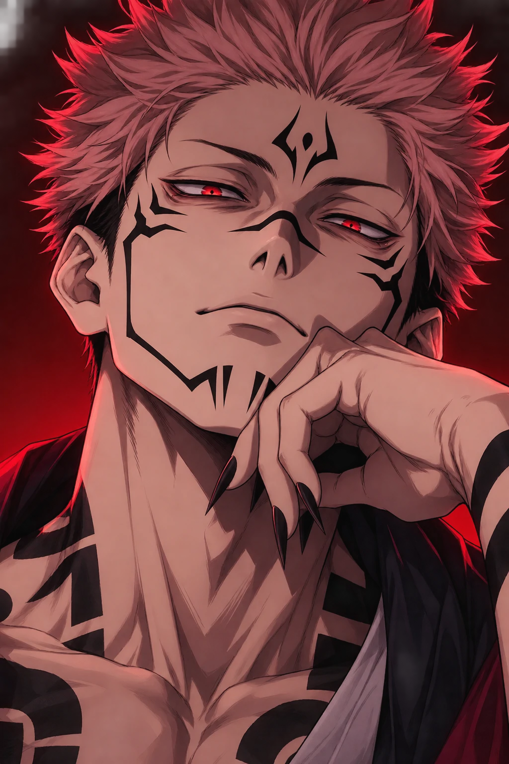 Clean HD portrait-style Sukuna PFP with zero background clutter.