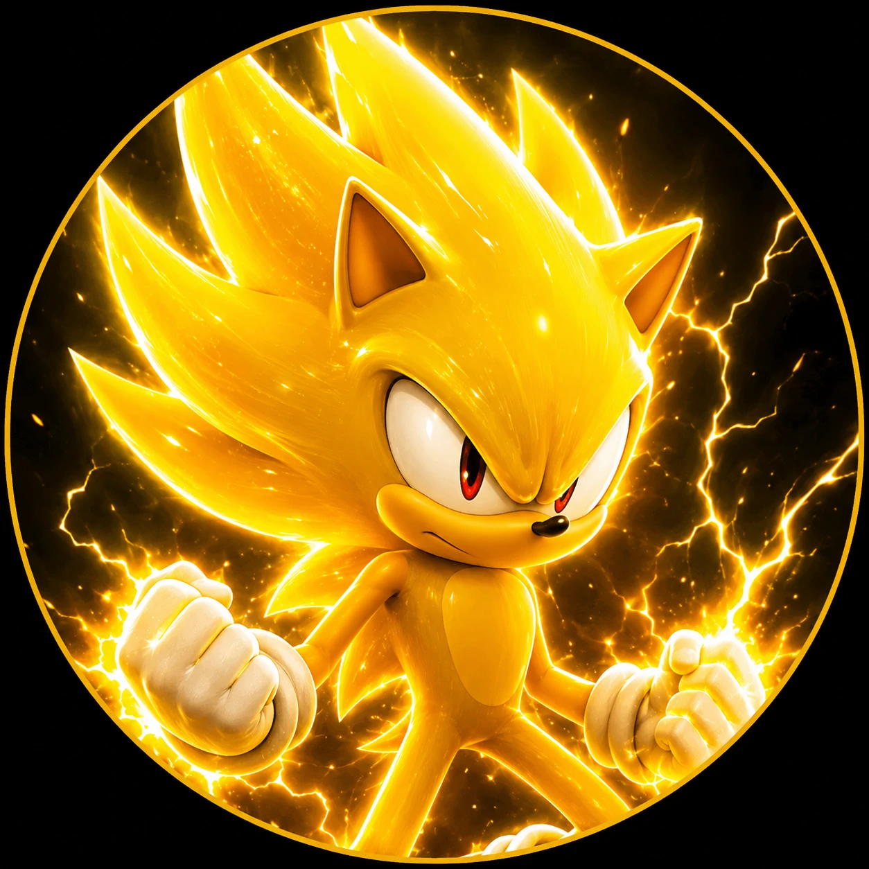 Golden Super Sonic PFP icon with glowing aura.
