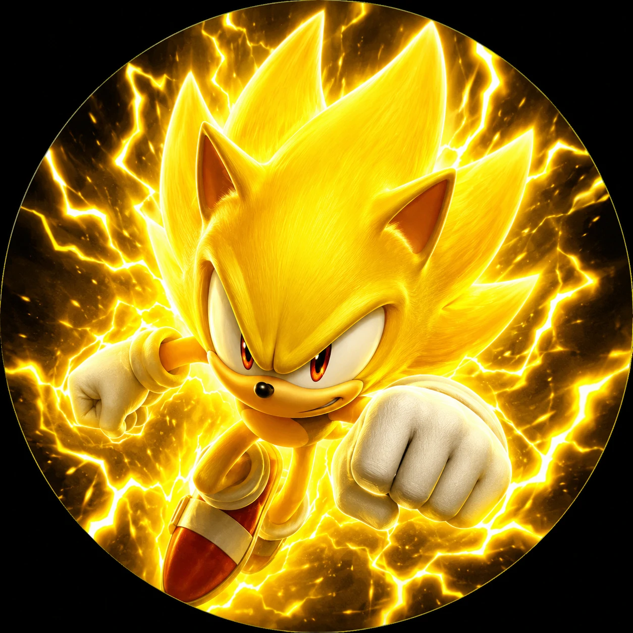 Powerful Super Sonic PFP with electric yellow energy.
