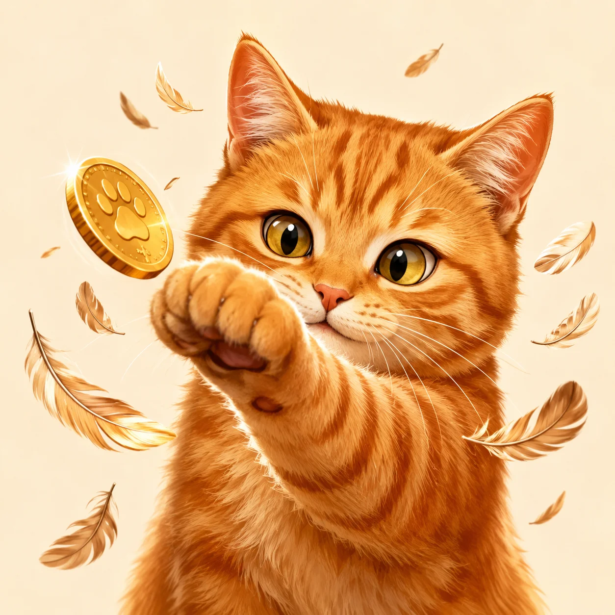 Mischievous orange tabby cat pfp pawing at shiny object for fun curious profile picture