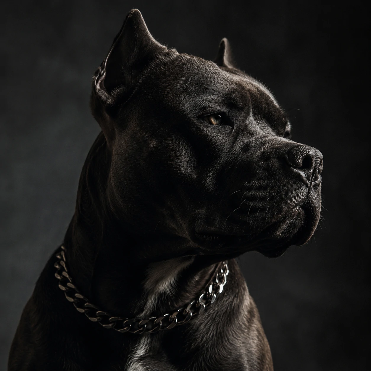 Tough dog PFP for males with confident side angle gaze