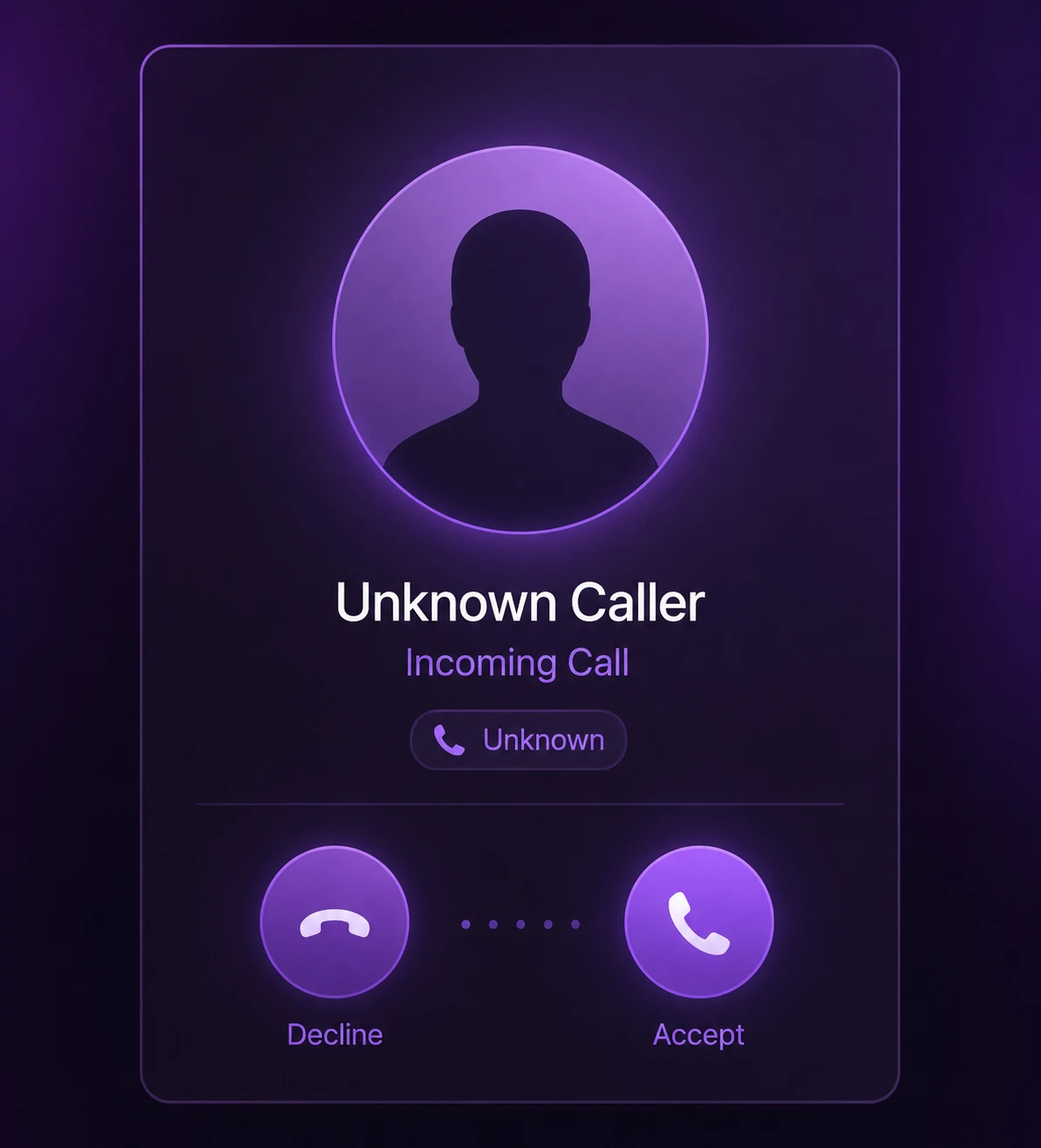Purple contact-card style image for an unknown caller pfp.