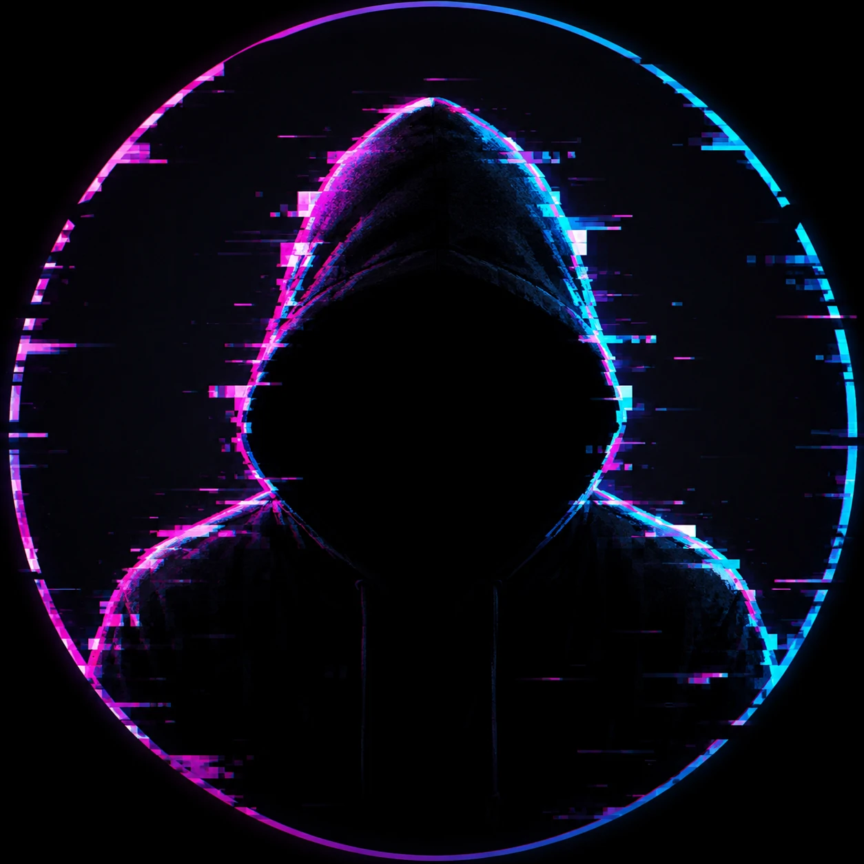 Glitch-shadow portrait for an unknown pfp used on Discord.