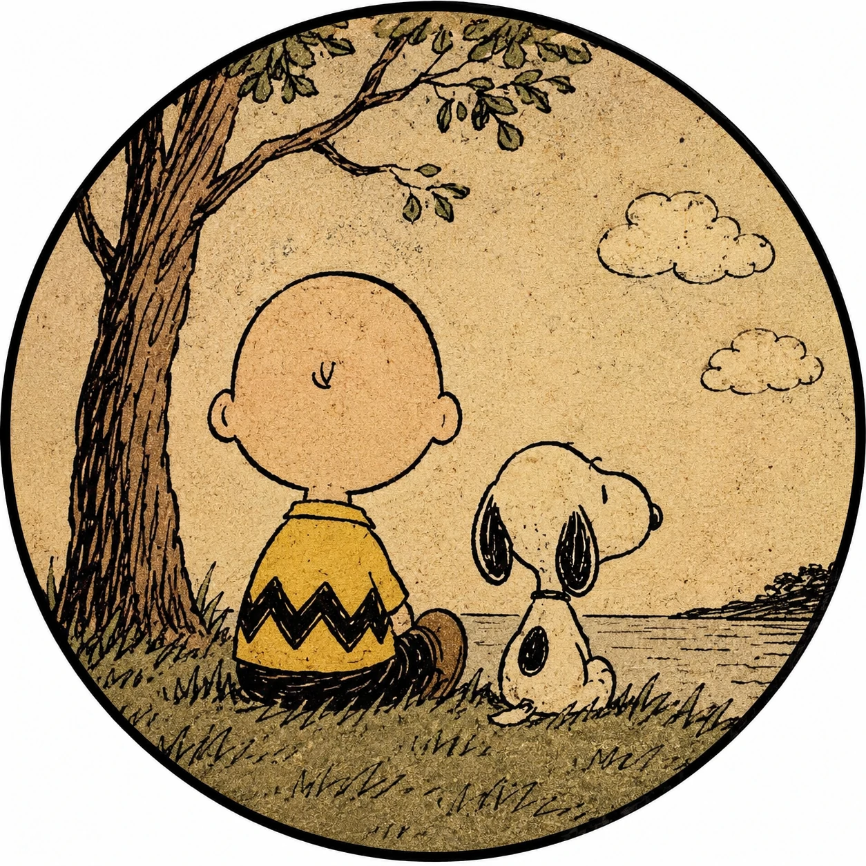 Snoopy and Charlie Brown in a vintage comic profile picture