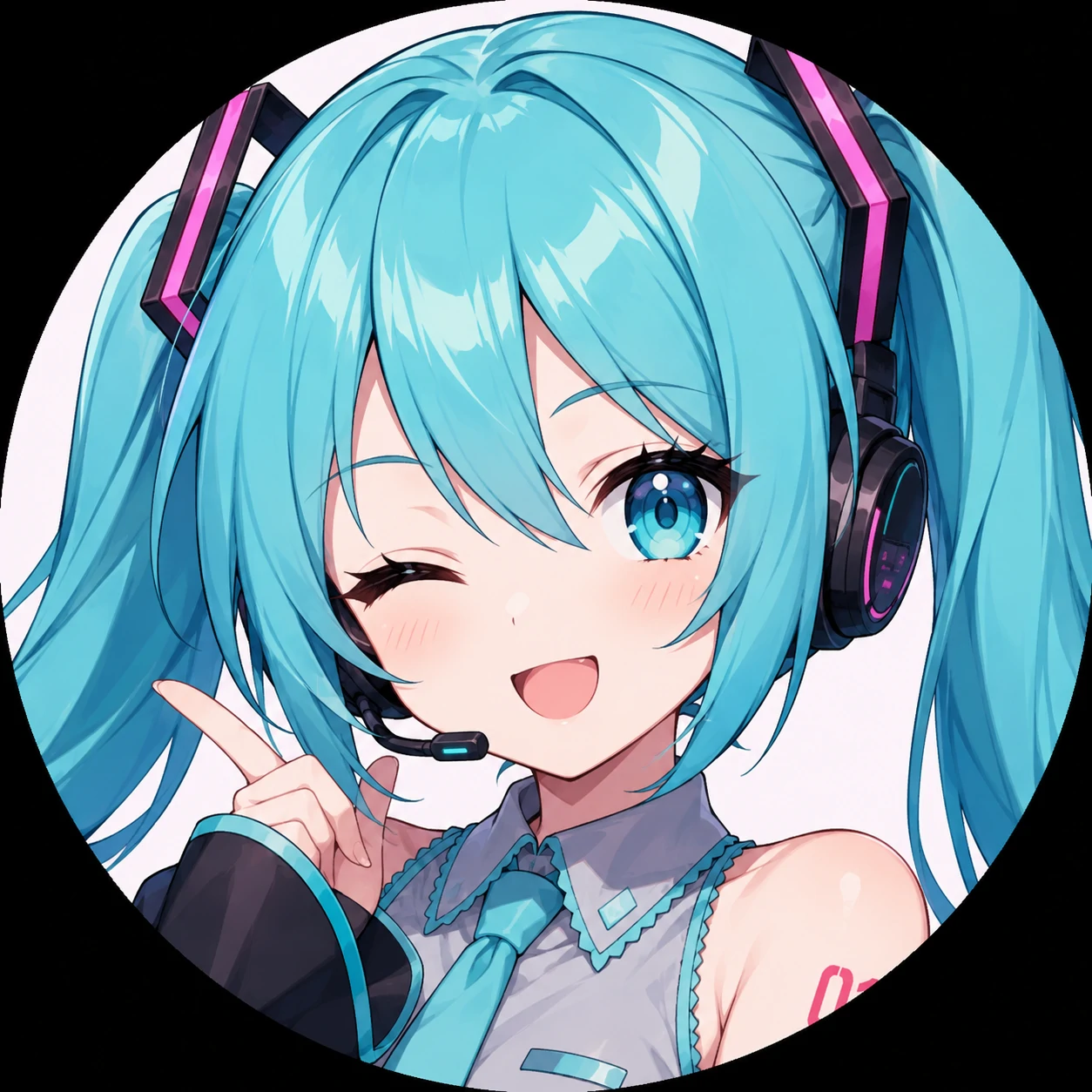 Miku server icon with wink expression, clean background, and Discord-friendly anime framing